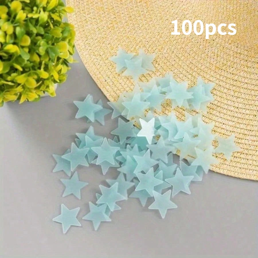 100 Piece Luminous Star Wall Sticker, Suitable for Bedroom, Ceiling, and Wall Decoration, Creating An Exclusive Starry Sky Wall