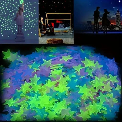 100 Piece Luminous Star Wall Sticker, Suitable for Bedroom, Ceiling, and Wall Decoration, Creating An Exclusive Starry Sky Wall