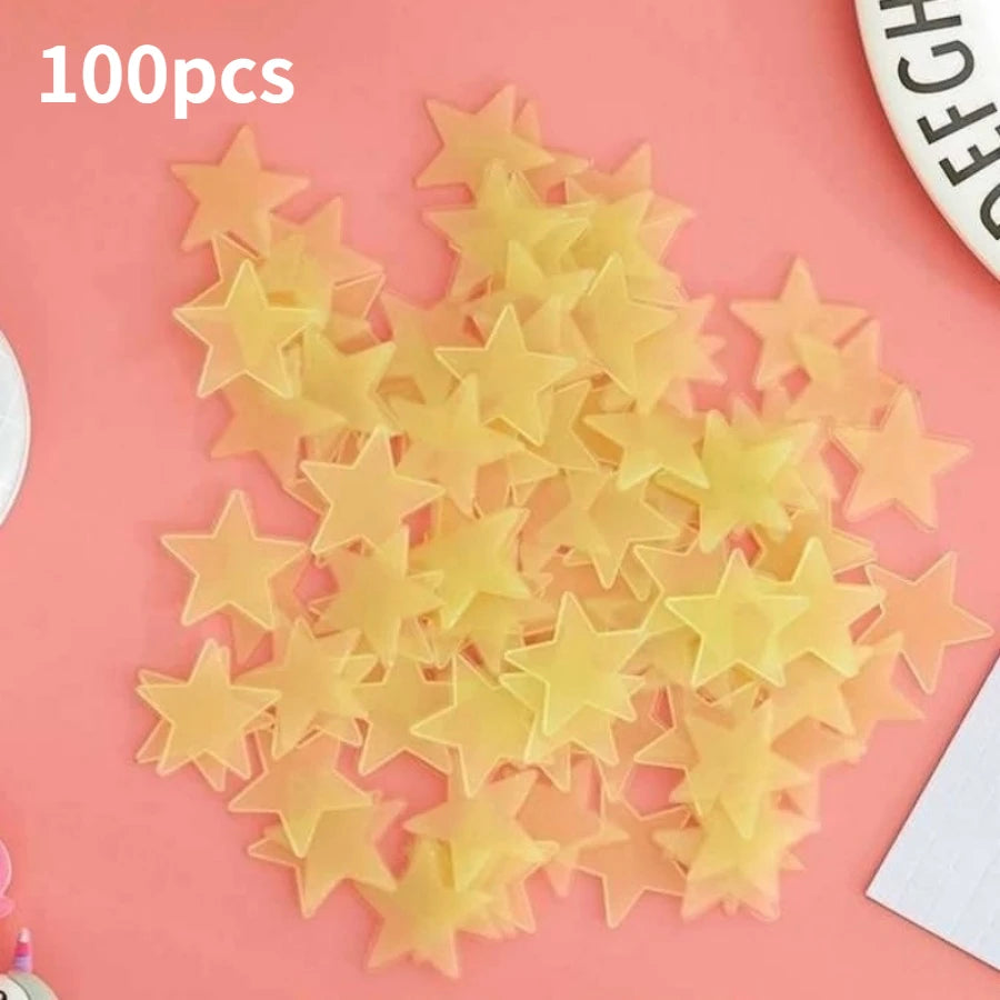 100 Piece Luminous Star Wall Sticker, Suitable for Bedroom, Ceiling, and Wall Decoration, Creating An Exclusive Starry Sky Wall