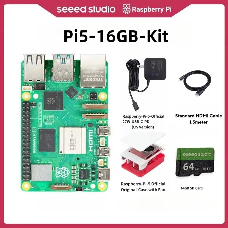 Raspberry Pi5 8GB 16GB 4GB 2GB Kit Laptop MIni PC Computer,2.4GHz 64bit Quad-core Arm Cortex-A76,Bluetooth5.0,BLE Wireless