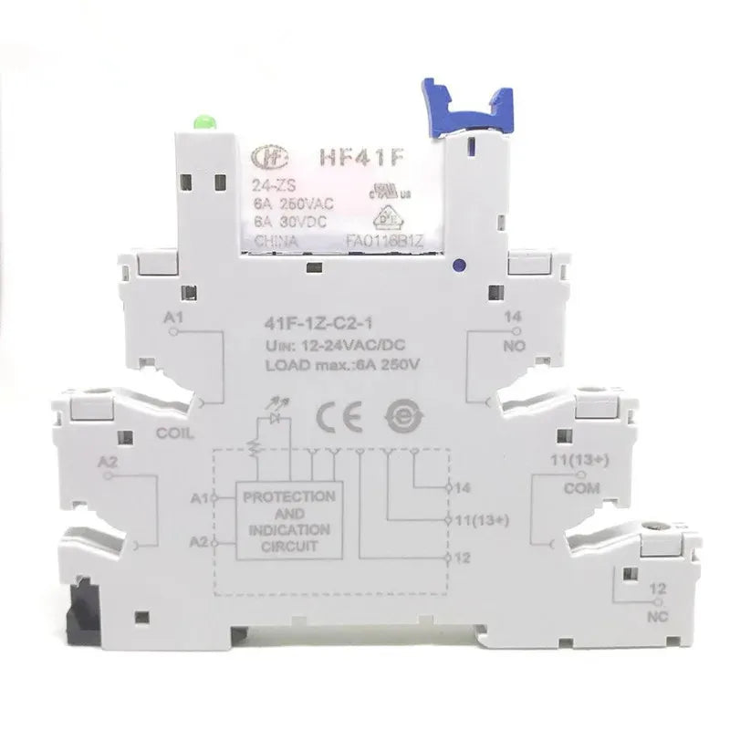 10Pcs 41F-1Z-C2-1 HF41F 5-ZS 12-ZS 24-ZS 5V 12V 24V 230V 6A 1CO Slim/SSR Relay Mount On Screw Socket with LED Wafer relay